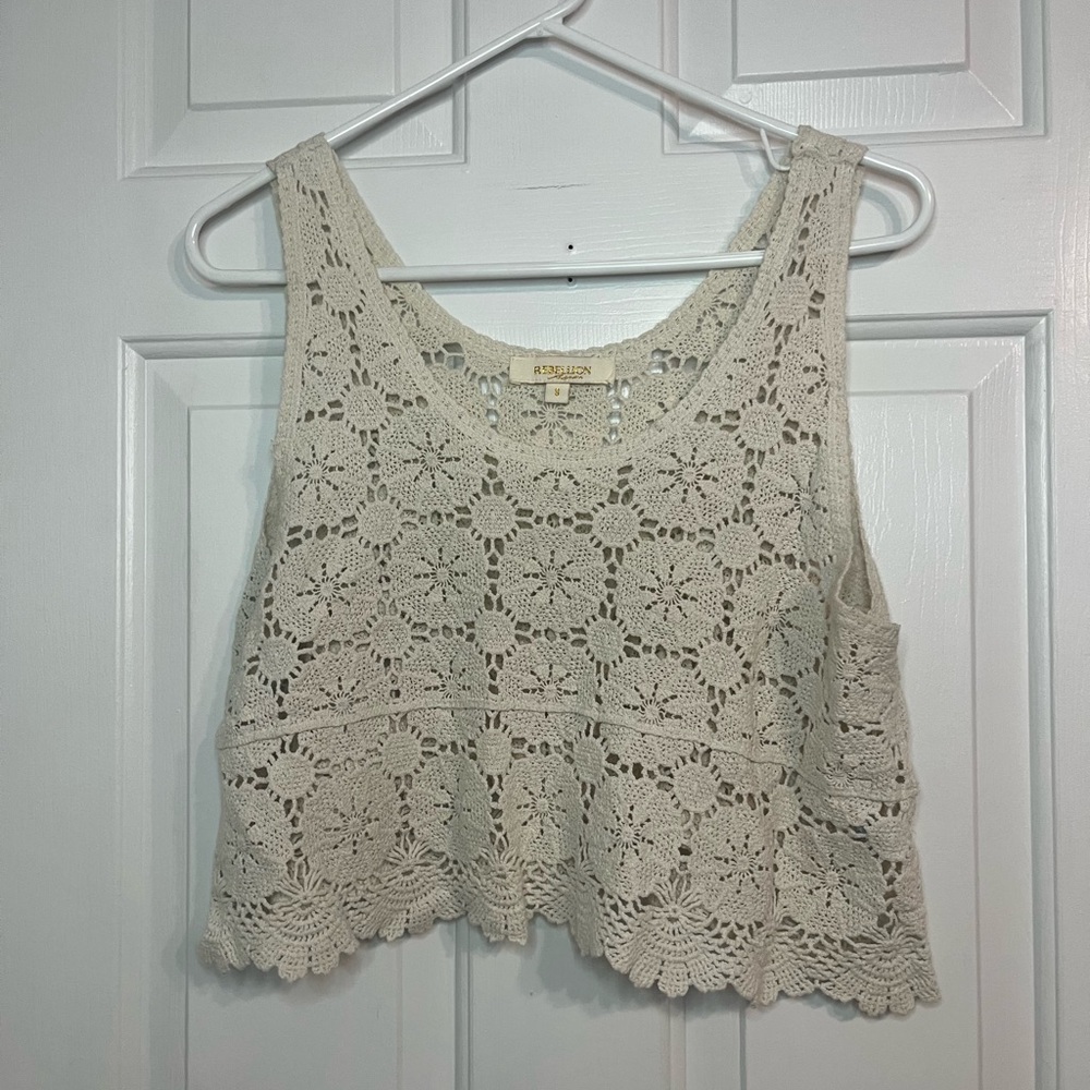 Crochet Knit Tank Top - Small